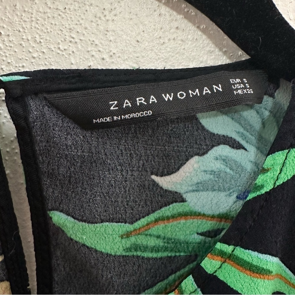 Zara Round Neck Tropical Top Size Small - Picture 5 of 6
